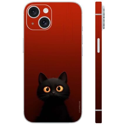 Black cat with red background mobile skin