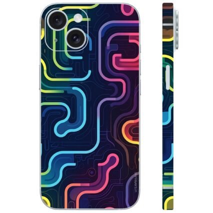 Colorful neon gradient lines mobile skin