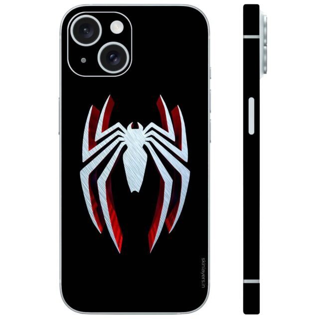 Metallic spiderman logo mobile skin