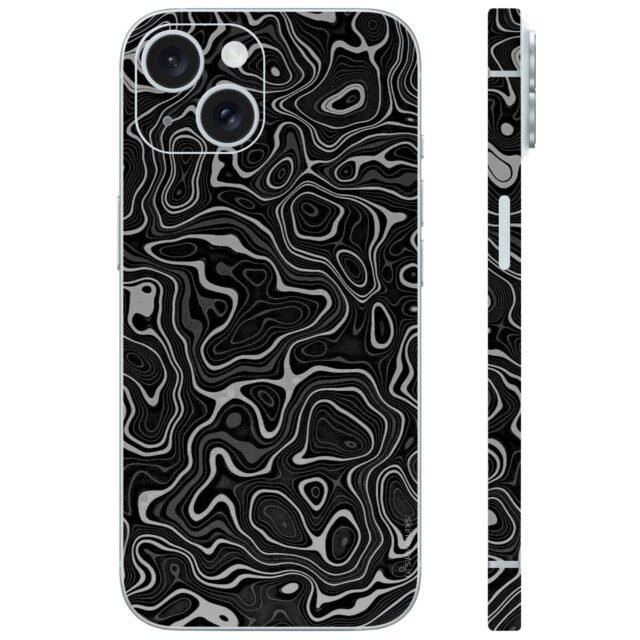 Monochrome topographic waves mobile skin