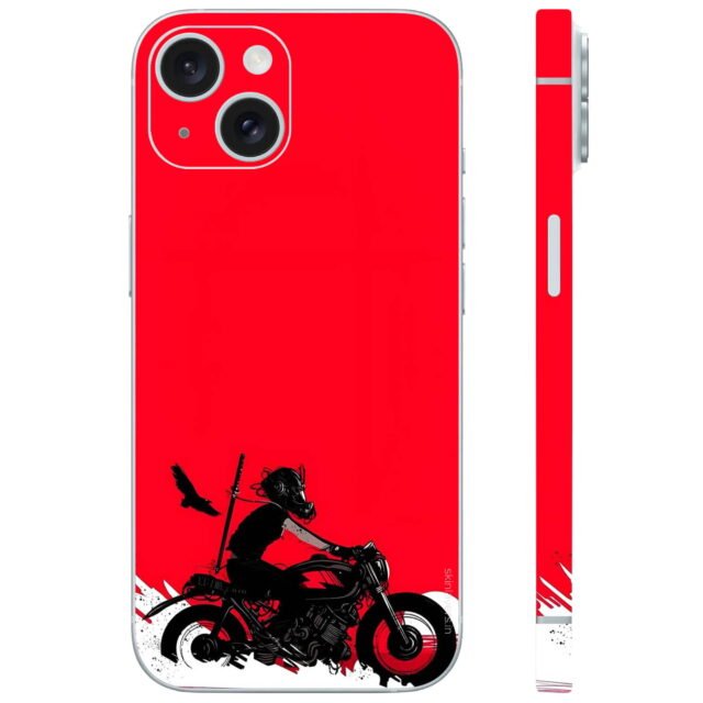 Royal enfield bullet with red background matte mobile skin
