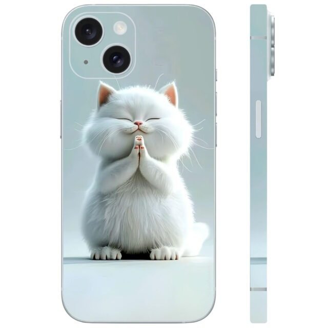 White cat welcoming mobile skins