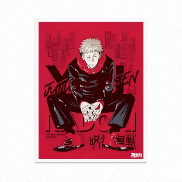 Yuji jujutsu kaisen red poster