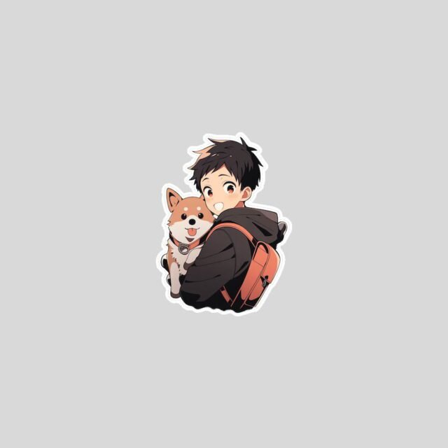 anime boy with shiba inu sticker