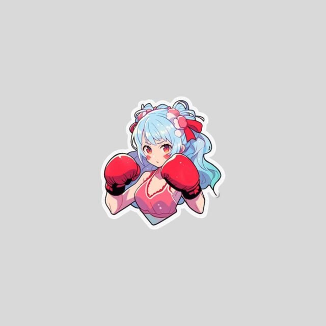 anime girl in boxing gloves sticker