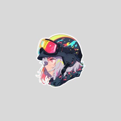 anime girl in colorful helmet sticker