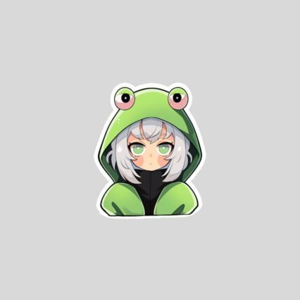 anime girl in frog costume sticker