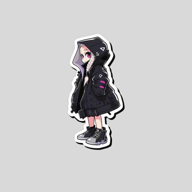 anime girl techwear jacket sticker