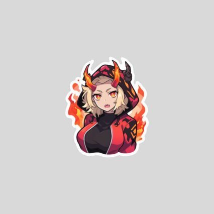 anime girl with fiery horns sticker