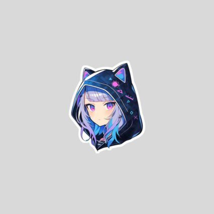 anime girl with pink purple eyes sticker