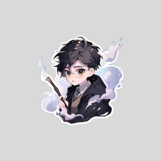 anime harry potter with wand sticker