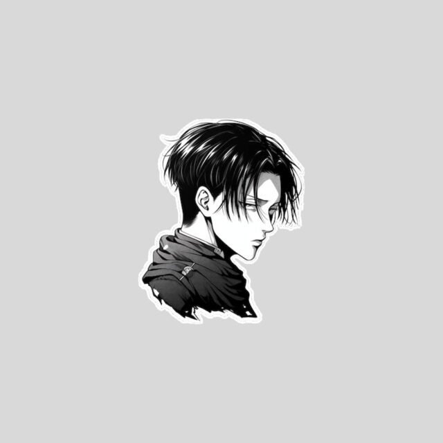 aot levi ackerman bw manga sticker