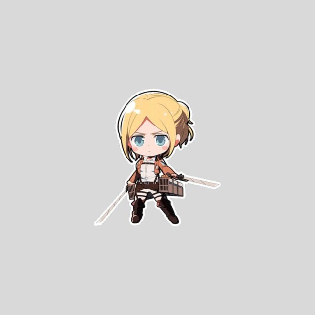 attack on titan chibi annie with swords sticker