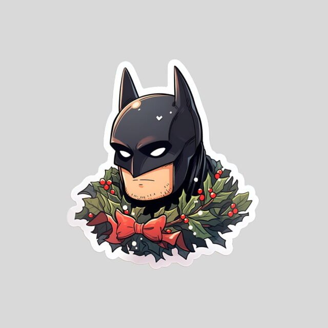 batman with christmas holly sticker