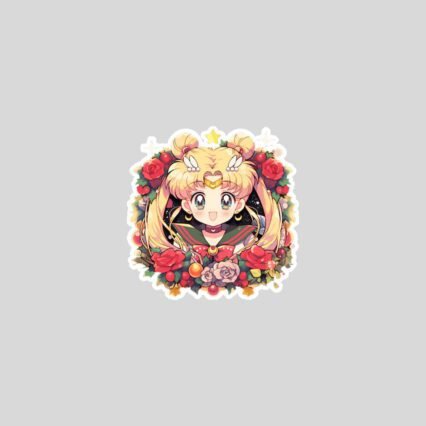 beautiful sailor moon in flowers sticker