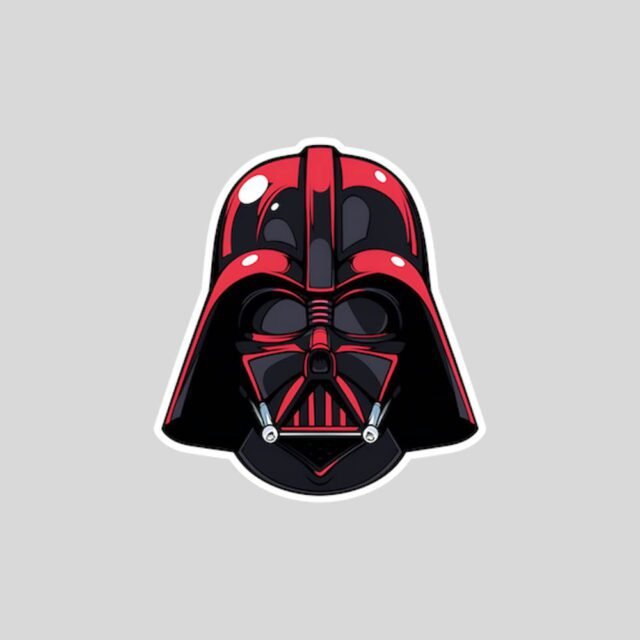 black and red darth vader helmet sticker