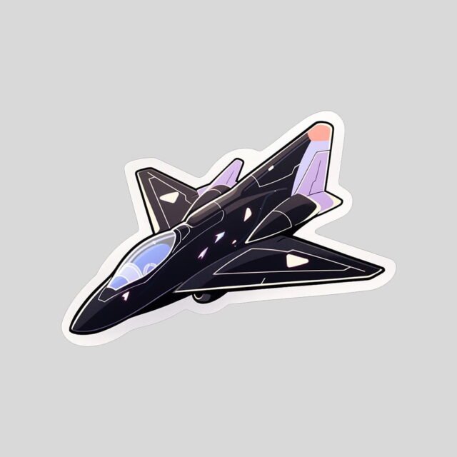 black fighter jet art sticker