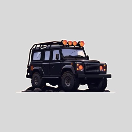 black land rover defender sticker