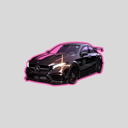 black mercedes benz cla pink stroke sticker