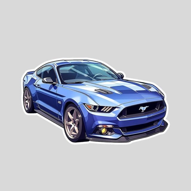 blue ford mustang car sticker