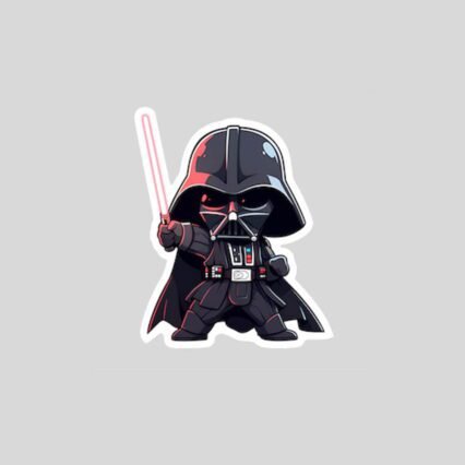 chibi darth vader with lightsaber star wars sticker