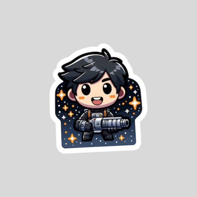 chibi guy with blaster sticker