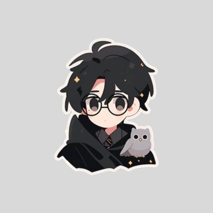 chibi harry potter with owl sticker