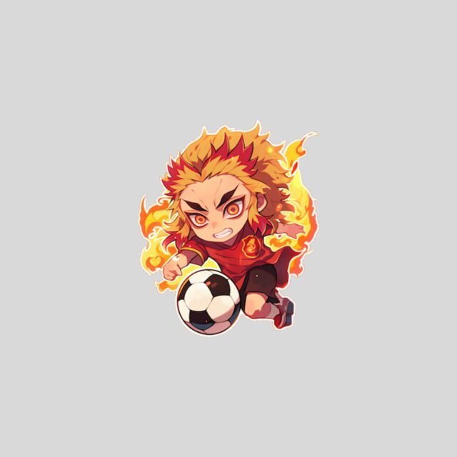 chibi rengoku playing soccer sticker