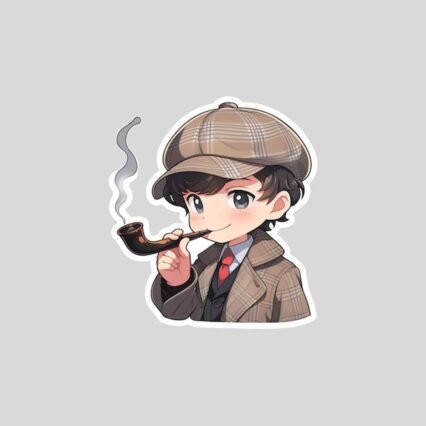 child sherlock holmes with pipe sticker