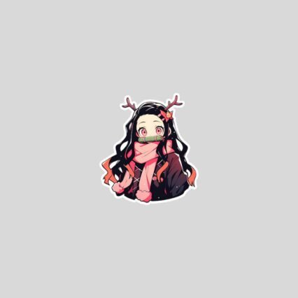 christmas nezuko with reindeer antlers sticker