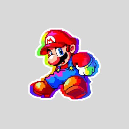 colorful super mario pixel sticker