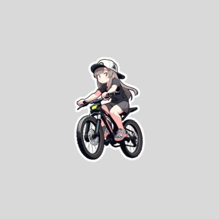 cute anime girl on mountain bike sticker