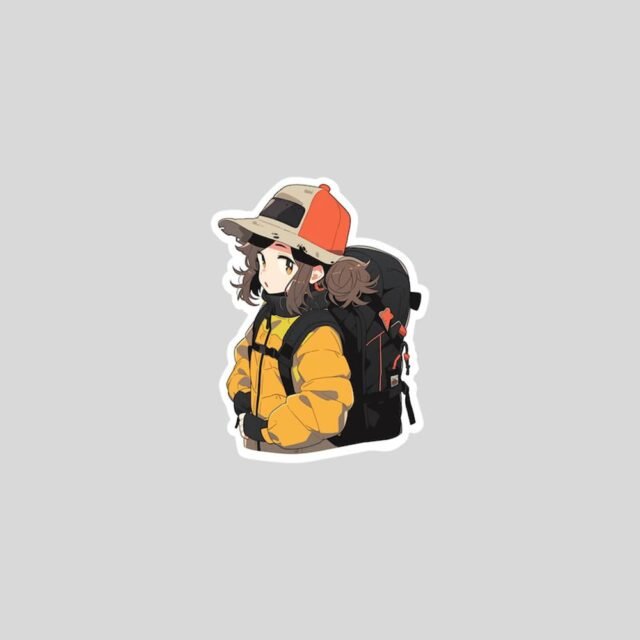 cute anime girl with backpack sticker