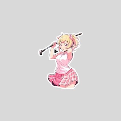 cute anime girl with golf club sticker