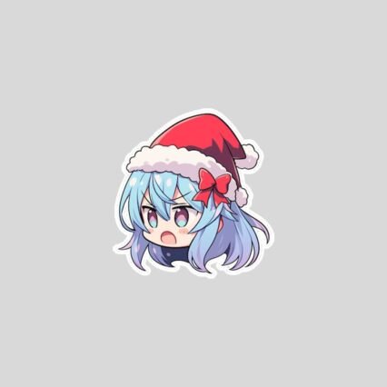 cute anime girl with santa hat sticker