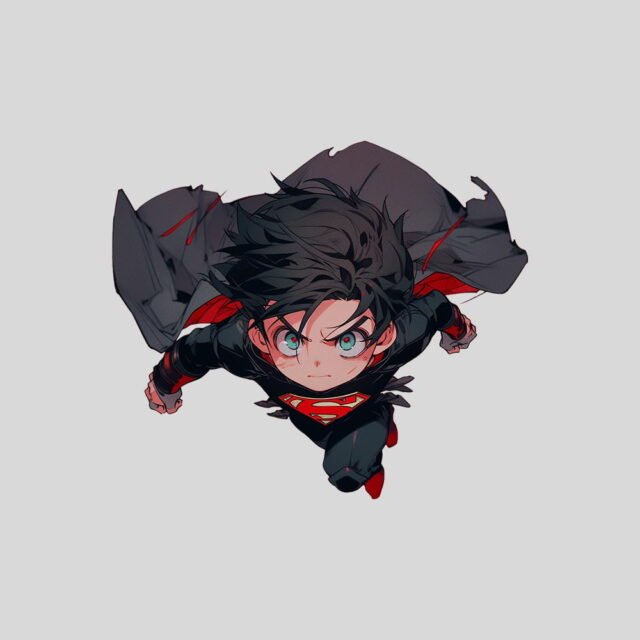 cute anime superman black suit sticker