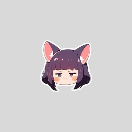 cute girl with cat ears anime sticker