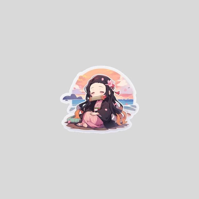 cute nezuko by the sea sticker