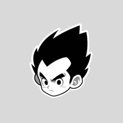 dbz kid vegeta black and white sticker