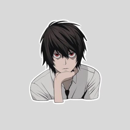 death note l with red eyes sticker