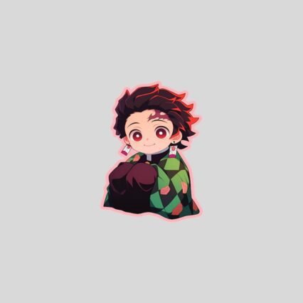 demon slayer cute tanjiro pink stroke sticker