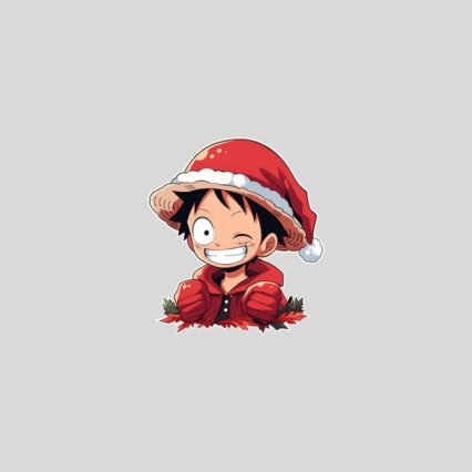 funny monkey d luffy in christmas outfit sticker