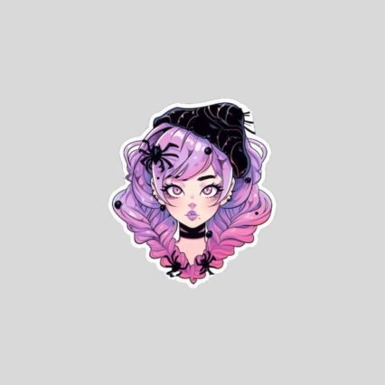 halloween anime girl with spiders sticker