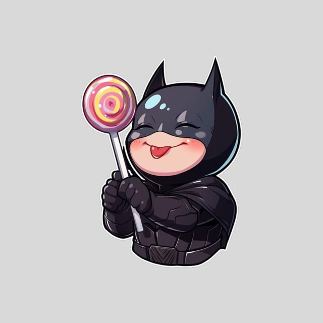 happy kid batman with a lollipop sticker