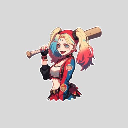 harley quinn with a bat dc comic sticker