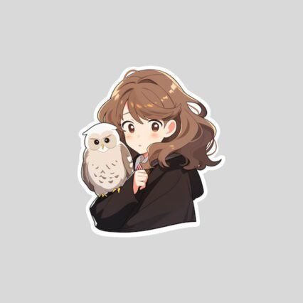 harry potter cute hermione with owl sticker