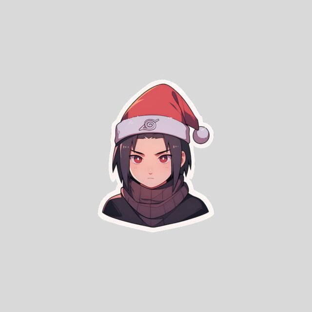 itachi uchiha in christmas hat sticker