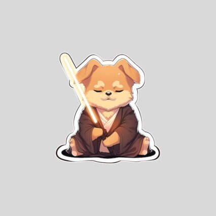 jedi dog with lightsaber sticker