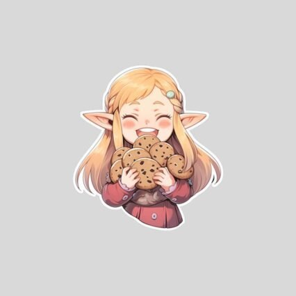 joyful elf with cookies sticker