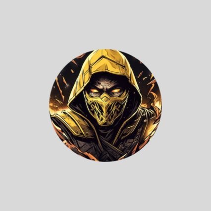 mortal kombat scorpion round sticker